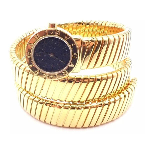 Authentic! Bulgari 18k Yellow Gold Tubogas Serpent Snake Bracelet Watch - Picture 12 of 12